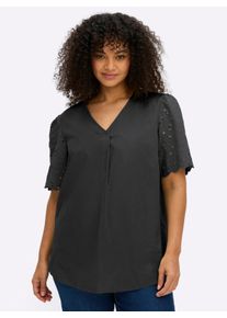 sheego Damen Tunika mit Lockstickerei in schwarz ,Gr&ouml;&szlig;e 52, Witt, 100% Baumwolle