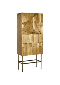 Ambia Home Highboard, Goldfarben, Hellbraun, Messingfarben, Holzwerkstoff, Abstraktes, 3 F&auml;cher, 75x180x40 cm, Kleinm&ouml;bel, Kommoden, Highboards