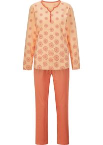 w&auml;schepur Damen Schlafanz&uuml;ge mit Kontrastpaspel kalkmint + papaya Gr&ouml;&szlig;e 52/54