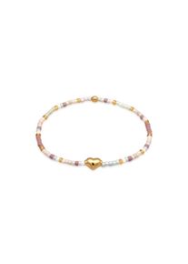 Elli Armkette &raquo;Armband Herz Pastell Glas Perlen 925 Sterling Silber vergoldet&laquo;