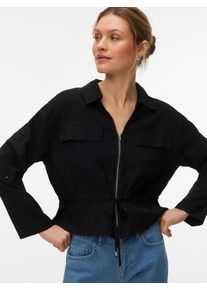 V&eacute;ro Moda Langarmbluse VERO MODA "VMKATIE LS SHIRT WVN NOOS", Damen, Gr. M, schwarz, Web, Obermaterial: 90% Viskose, 10% Polyester, unifarben, normal, V-Ausschnitt, Blusen Langarmbluse, Materialmix