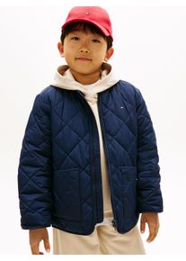 Steppjacke Tommy Hilfiger "QUILTED LIGHT WEIGHT JACKET", Jungen, Gr. 6 (116), schwarz night navy, Web, Obermaterial: 100% Nylon, unifarben, regular fit normal, Rundhals, eingesetzt eingefasste Kante, Jacken Steppjacke, Kinder bis 16 Jahre, regular fit