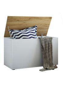 Sitztruhe Vcm "Holz Sitztruhe Sitzbank Truhe Box Kiste Bendola", braun (wei&szlig;, honig, eiche), B:82cm T:44cm, Garderobenpaneele, Sitztruhe
