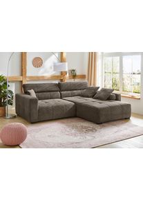 Jockenh&ouml;fer Ecksofa JOCKENH&Ouml;FER GRUPPE "Severino L-Form, B: 283 cm", grau (dunkelgrau), B:283cm T:123cm, Korpus: 95% Polyester, 5% Nylon;Kissen: 95% Polyester, 5% Nylon, Sofas, Ecksofa, mit Kopfteilverstellung & Zierkissen, im Big-Sofa-Style
