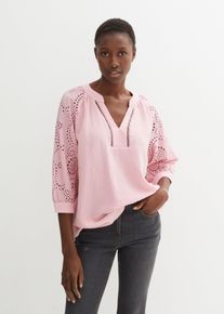 Tunika bonprix, Damen, Gr. 54, teerose, Obermaterial: 100% Baumwolle. &Auml;rmel: 100% Baumwolle, figurumspielend, Tuniken Tunika, figurumspielende Passform, mit 3/4-&Auml;rmeln, aus reiner Baumwolle