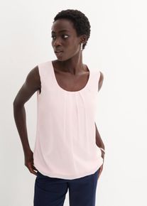 Blusentop bonprix, Damen, Gr. 52, rosa (zartrosa), Web, Obermaterial: 100% Polyester. Futter: 100% Polyester, loose fit, Blusen Blusentop, lockerer Schnitt, f&uuml;r Fr&uuml;hjahrsmode und Sommermode, aus Polyester