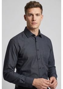 Langarmhemd MARVELIS, Herren, Gr. 45, N-Gr, schwarz, Web, Obermaterial: 100% Baumwolle, tailliert normal, 2-Knopf-Manschette, Hemden Langarmhemd, Businesshemd, Basic, New-Kentkragen, leicht tailliert