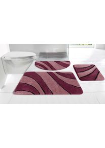 Badematte OTTO HOME "Anna, Badvorleger, Badezimmer Teppich" Gr. 3, rot (bordeaux, beere), H:16mm, Polyester, Badematten, Badematte, Badteppich, Hoch Tief Effekt, Modern, Weich, Wellen