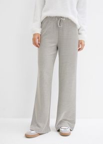 Jerseyhose bonprix, Damen, Gr. 36/38 (S), N-Gr, beige (schwarz, wollwei&szlig; gestreift (l&auml;nge: regul&auml;r)), Jersey, Obermaterial: 66% Baumwolle, 32% Polyester, 2% Elasthan, loose fit lang, Hosen Jerseyhose, aus Baumwolle, Polyester und Elasthan, loose fit