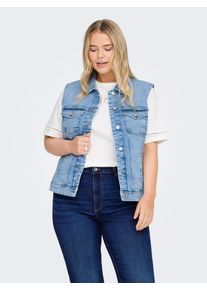Jeansweste Only CARMAKOMA "CARWESPA WEST DNM PIM619 NOOS", Damen, Gr. 54, blau (light blau denim), Denim/Jeans, Obermaterial: 79% Baumwolle, 20% Polyester, 1% Elasthan, unifarben, regular fit normal, Westen Jeansweste