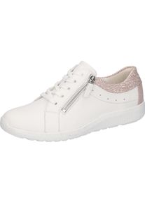 Waldl&auml;ufer Schn&uuml;rschuh WALDL&Auml;UFER "IRA", Damen, Gr. 9 (43), Leder Textil, wei&szlig; (wei&szlig;, apricot), Glattleder, Nubukleder, Schuhe Schn&uuml;rschuh, Sneaker, Freizeitschuh, Halbschuh in Komfortweite H (=sehr weit)