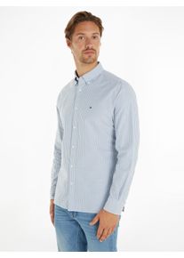 Langarmhemd Tommy Hilfiger "HERITAGE OXFORD STRIPE Regular Fit SHIRT", Herren, Gr. L, N-Gr, blau (shirt blau, wei&szlig;), Web, Obermaterial: 100% Baumwolle, gestreift, regular fit, 2-Knopf-Manschette, Hemden Langarmhemd