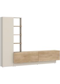 Wohnwand OTTO HOME "Roda", cashmir, cremona eiche, B:230cm H:180,3cm T:416cm, Holzwerkstoff, Melamin, Kastenm&ouml;bel-Sets, Wohnwand, moderne Wohnwand, Komplett-Set, Breite 230 cm, grifflose Design