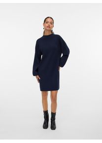 V&eacute;ro Moda Strickkleid VERO MODA "VMNANCY LS FUNNELNECK DRESS GA NOOS", Damen, Gr. XL, N-Gr, blau (navy blazer), Feinstrick, Obermaterial: 52% Viskose, 28% Polyester, 20% Nylon, unifarben, loose fit, Rippb&uuml;ndchen, Kleider Strickkleid