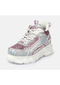 Plateausneaker Buffalo "CLD Chai", Damen, Gr. 40, wei&szlig;, rosa, Lederimitat, Glitzer, Schuhe Plateausneaker, Schn&uuml;rschuh, Halbschuh, Chunky-Sneaker mit Glitter