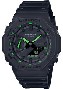 Chronograph Casio G-SHOCK, schwarz (schwarz, neongr&uuml;n), Armbanduhren, Damen, Chronograph, Quarzuhr, Armbanduhr,Herrenuhr,digital, bis 20bar wasserd.Resinarmband