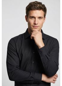 Langarmhemd MARVELIS, Herren, Gr. 43, Extra verl&auml;ngerter Arm, schwarz, Web, Obermaterial: 100% Baumwolle, 2-Knopf-Manschette, Hemden Langarmhemd, modern fit, verl&auml;ngerter Arm, Businesshemd, New-Kentkragen