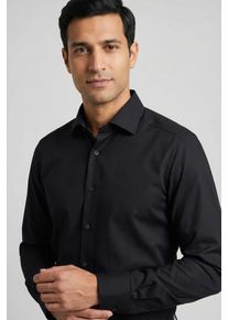 Businesshemd OLYMP "Luxor modern fit", Herren, Gr. 46, N-Gr, schwarz, Web, Obermaterial: 64% Baumwolle, 27% Polyester, 9% Elasthan, Hemden Businesshemd, Comfort Stretch, Climate Control