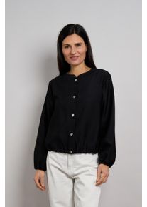Blusenjacke Seidel Moden "Otto exclusiv", Damen, Gr. 34, schwarz, Web, Obermaterial: 85% Viskose, 15% Polyamid, unifarben, normal h&uuml;ftlang, Rundhals, elastischer Bund, Jacken Blusenjacke, mit Knopfleiste - Viskose - MADE IN GERMANY