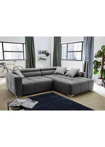 Jockenh&ouml;fer Ecksofa JOCKENH&Ouml;FER GRUPPE "Salerno L-Form, B: 280 cm", grau (dunkelgrau), B:280cm H:96cm T:231cm, Sofas, Ecksofa, im Big-Sofa-Style, mit Kopfteilverstellung & Zierkissen