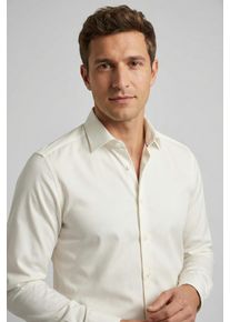 Businesshemd OLYMP "Level Five body fit", Herren, Gr. 37, N-Gr, beige (hellbeige), Web, Obermaterial: 97% Baumwolle, 3% Elastolefin, 2-Knopf-Manschette, Hemden Businesshemd, schlichtes Design