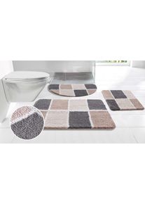 Badematte OTTO HOME "Anna mit Kachelmuster, Badvorleger, Badezimmer Teppich, Duschvorleger" Gr. 4, braun (beige), H:20mm, Polyester, Badematten, Badematte, Badteppich, Hoch-Tief Effekt, Modern, Weich, Topseller