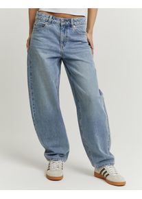 High-waist-Jeans Tally Weijl "SPADEJOELLE", Damen, Gr. 34, N-Gr, medium indigo washusedeffects3, Denim/Jeans, Obermaterial: 81% Baumwolle, 19% Lyocell, unifarben, Ballonform lang, Jeans High-waist-Jeans, Baumwollmischung, barrel fit