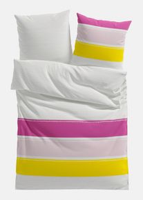 P&aring;slakanset med r&auml;nder - vit - storlek 135x200 cm - bonprix