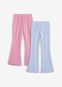Ribbstickade utsv&auml;ngda leggings (2-pack) - rosa - storlek 122 - bonprix