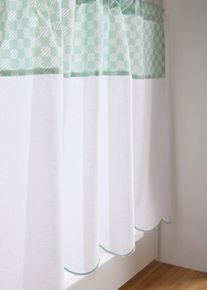 Caf&eacute;gardin av ekologisk bomull med rutor - gr&ouml;n - storlek 30x90 cm - bonprix