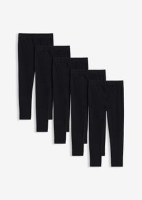 Leggings i ekologisk bomull med stretch (5-pack) - svart - storlek 134 - bonprix