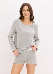 Pyjamas med cykelbyxa - gr&aring; - storlek 36/38 (S) - bonprix