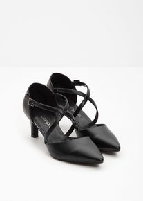 Pumps med remmar och smal klack - svart - storlek 38 - bonprix