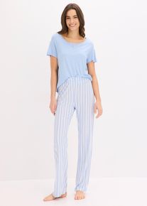 Pyjamas av mjuk viskos - bl&aring; - storlek 52/54 (XXL) - bonprix