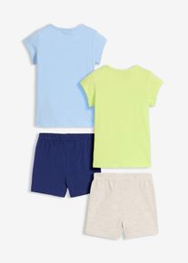 Kort pyjamas med mjuk bomull (2-pack) - bl&aring; - storlek 140/146 - bonprix