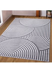 OTTO home, Teppich &raquo;Fadel&laquo; rechteckig 9 mm H&ouml;he 3D-Effekt, softer Kurzflor, pflegeleicht, leichter Glanz, Scandi-Look, grau, Kunstfaser, B : 280 cm 1 