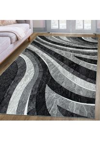 OTTO home, Teppich &raquo;Livil, modernes Wellen-Design&laquo; rechteckig 8 mm H&ouml;he 3D-Effekt, Kurzflor, Wohnzimmer, Esszimmer, Schlafzimmer, grau, Kunstfaser, B 