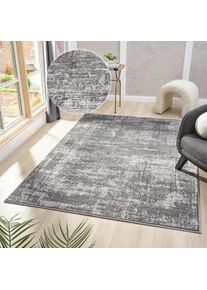 OTTO home, Teppich &raquo;Hamsa&laquo; rechteckig 9 mm H&ouml;he dezenter Glanz, Schrumpf-Garn-Effekt, im Vintage-Look, dichte Qualit&auml;t, dunkelgrau, Kunstfaser, B : 