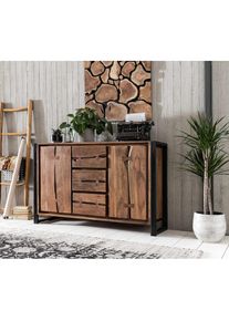 Sit, Sideboard &raquo;Live Edge&laquo; aus Akazienholz, markante Baumkanten in der Front, in zwei Breiten, natur, Massivholz, Metall,