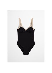 Marc O'Polo Marc O'Polo, Damen, Badeanzug &raquo;Contrast Color Binding&laquo;, black, 70 - Cup C, Raffinierte Kontrastabschl&uuml;sse f&uuml;r einen stilvollen, zeitlosen Swimwear-