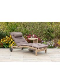 Merxx, Garten-Essgruppe &raquo;Andalusia&laquo; 2 Stk. tlg. Gartenliege mit Auflage und mit Beistelltisch, natur + braun, Aluminium, Kunststoff,