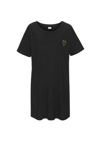 s.Oliver, Damen, Nachthemd 1-teilig, 1 tlg. tlg. mit kleinem Herzprint auf der Brust, schwarz, 36/38 - N-Gr, Bigshirt
