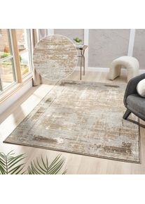 OTTO home, Teppich &raquo;Hamsa&laquo; rechteckig 9 mm H&ouml;he dezenter Glanz, Schrumpf-Garn-Effekt, im Vintage-Look, dichte Qualit&auml;t, braun, Kunstfaser, B : 320 cm 