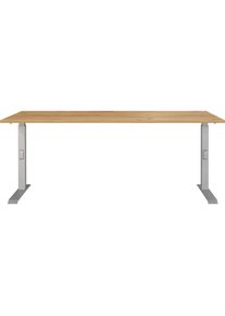 Germania, Schreibtisch &raquo;Downey&laquo; h&ouml;henverstellbar von 68-91 cm, verf&uuml;gbar in verschiedenen Breiten, Navarra-Eiche-Nb./Silber + Silber + Navarra-Eiche-