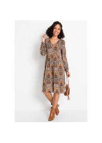 bonprix, Damen, Jerseykleid f&uuml;r k&uuml;hle Tage, aus Viskose mit Elasthan, ausgestellte Passform, rot/bunt Paisley, 48/50 (XL) - N-Gr, Mit langem Arm f&uuml;r 