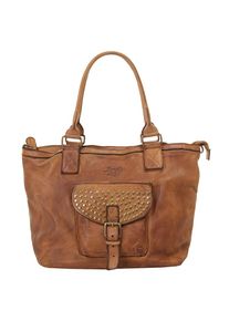 Samantha Look, Damen, Shopper echt Leder, Made in Italy, cognac, B/H/T: 40 cm x 26 cm x 14 cm onesize, Breite 40 cm x H&ouml;he 26 cm x Tiefe 14 cm