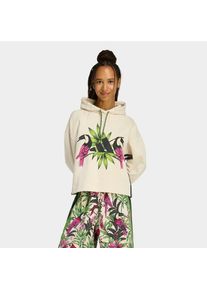 adidas Sportswear, Damen, Kapuzensweatshirt &raquo;ADIDAS X FARM RIO HOODIE&laquo;, Crystal Linen/Black, XL, Locker geschnittener Hoodie mit weicher Knit-