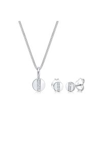 Elli DIAMONDS, Damen, Ohrring und Ketten Set &raquo;Schmuckset Pl&auml;ttchen Diamant Wei&szlig; Brillantschliff (0.05 ct) 925 Sterling Silber&laquo; (), Silber, 45, 