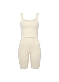 Lascana, Damen, Shorty bestehend aus Top und Shorts aus Rippmaterial, Homewear-Set, beige, 44/46, Set aus Radlerhose und Top