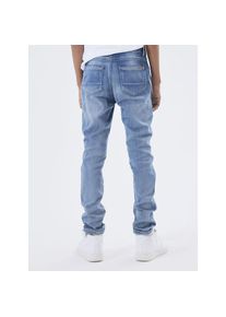 name it, Herren, Schlupfjeans &raquo;NKMROBIN DNMTHAYER SWE&laquo; l&auml;ssig geschnitten, Denim, Abriebeffekte, angesetztes B&uuml;ndchen, light-blue-denim, 134 - N-Gr, 